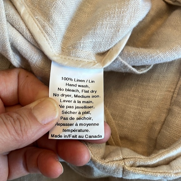 Vivian Shyu Bohemian Beige Wide-Leg Linen Capris  with Tie Waist Size Medium, - Picture 5 of 9